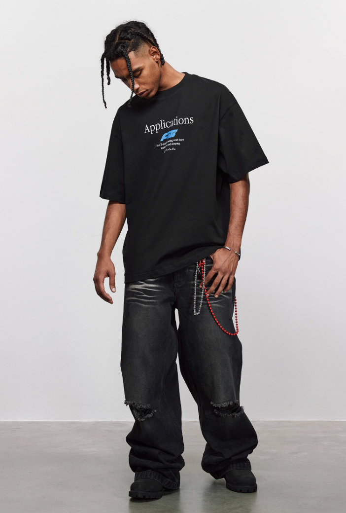 ANTIDOTE Washed Slash Ripped Denim Jeans