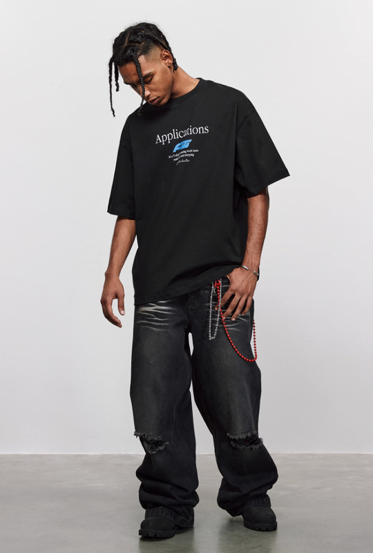 ANTIDOTE Washed Slash Ripped Denim Jeans