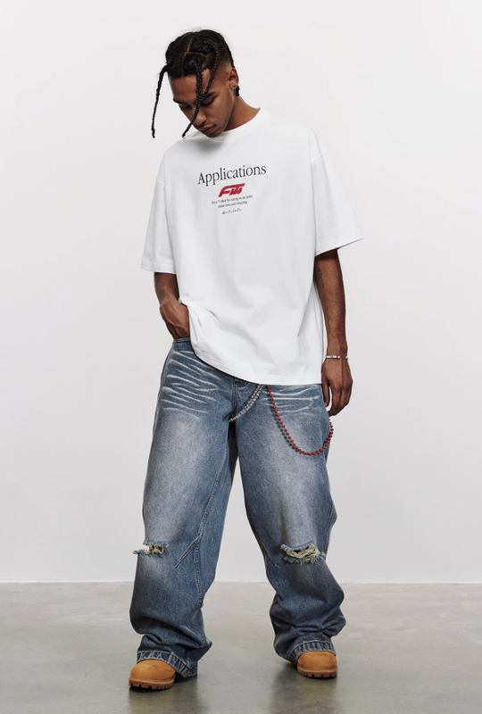 ANTIDOTE Washed Slash Ripped Denim Jeans