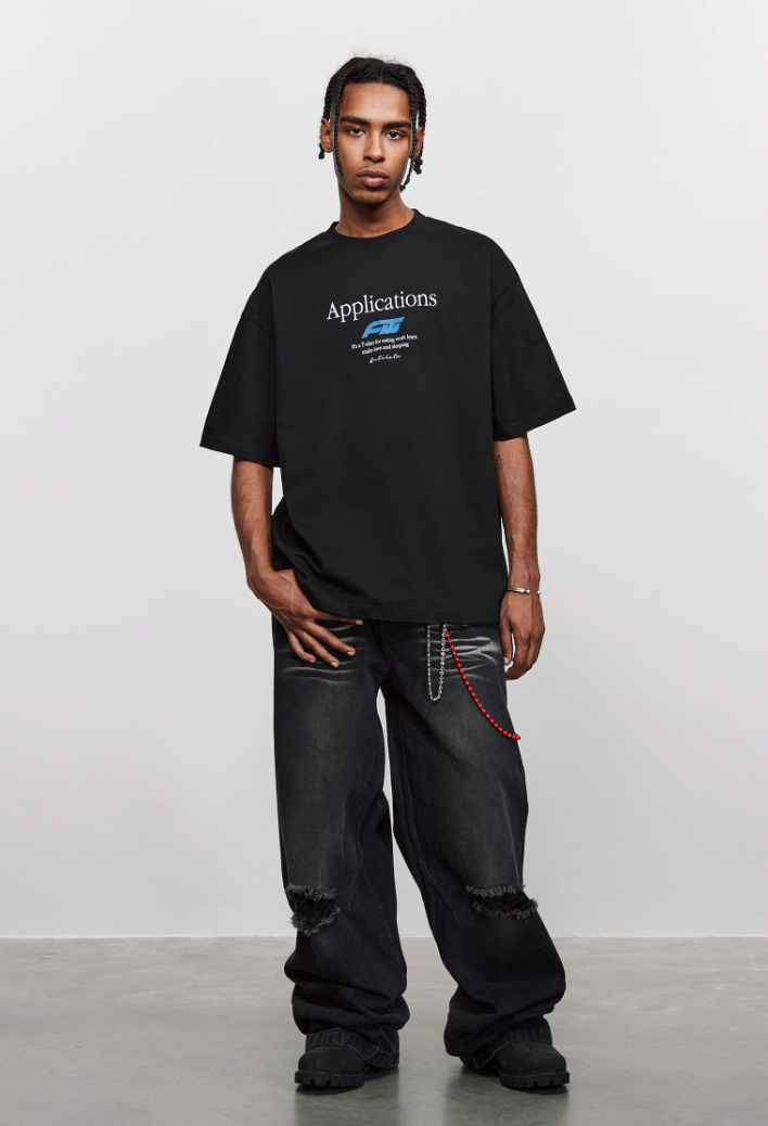 ANTIDOTE Washed Slash Ripped Denim Jeans