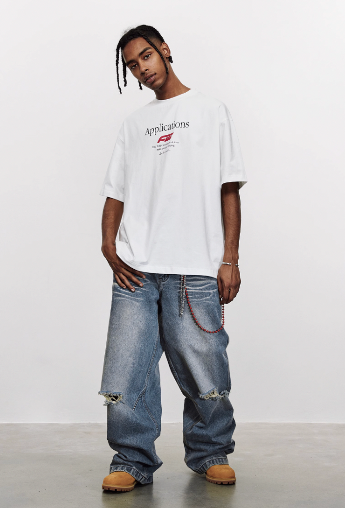 ANTIDOTE Washed Slash Ripped Denim Jeans