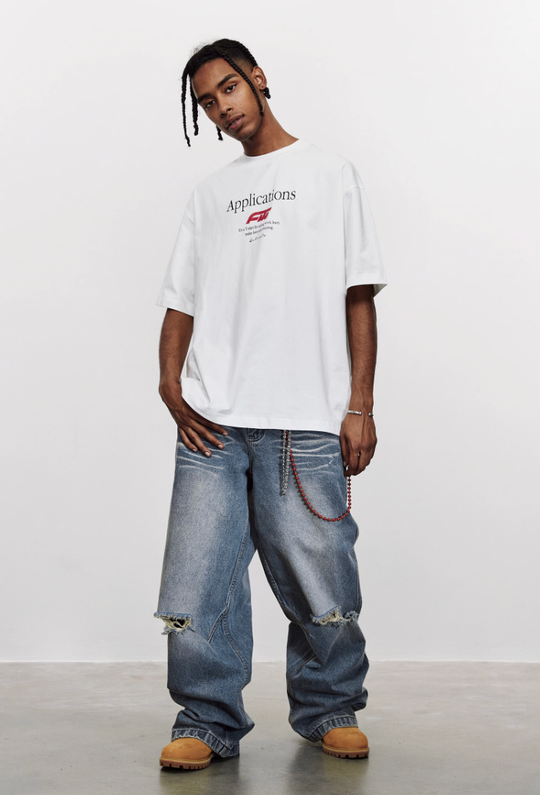 ANTIDOTE Washed Slash Ripped Denim Jeans