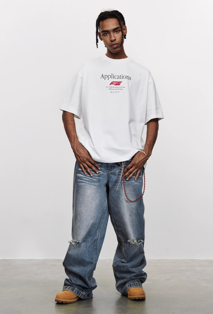 ANTIDOTE Washed Slash Ripped Denim Jeans