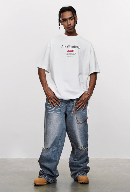 ANTIDOTE Washed Slash Ripped Denim Jeans