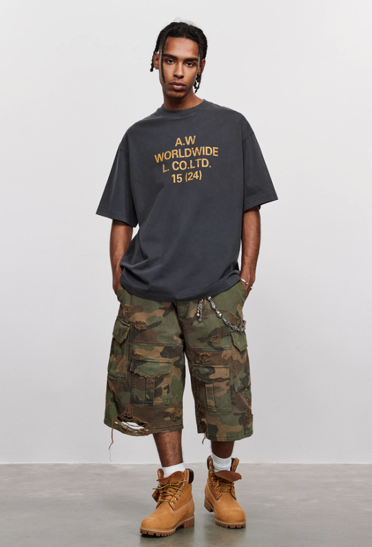 ANTIDOTE Destruction Camouflage Washed Short Cargo Work Pants