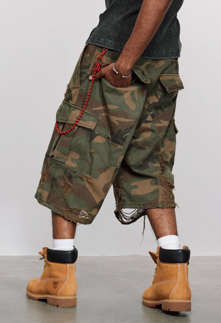 ANTIDOTE Destruction Camouflage Washed Short Cargo Work Pants