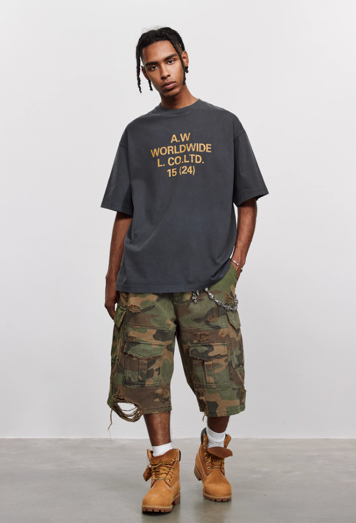 ANTIDOTE Destruction Camouflage Washed Short Cargo Work Pants