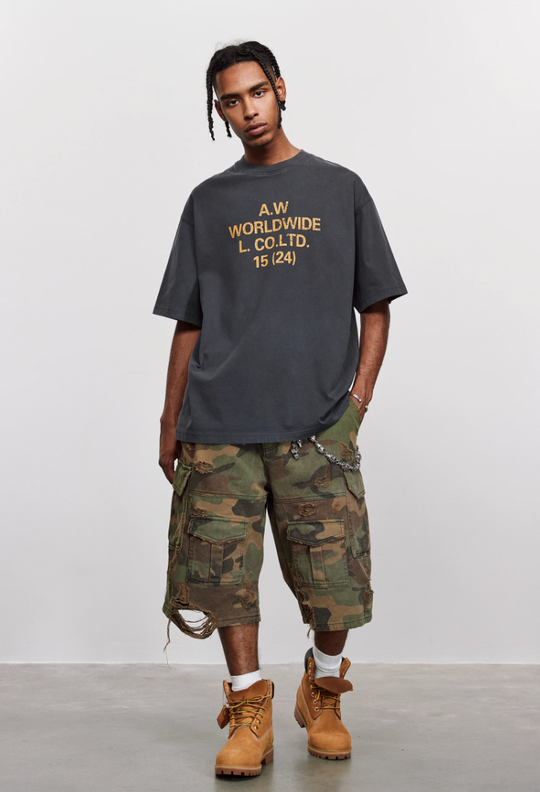 ANTIDOTE Destruction Camouflage Washed Short Cargo Work Pants