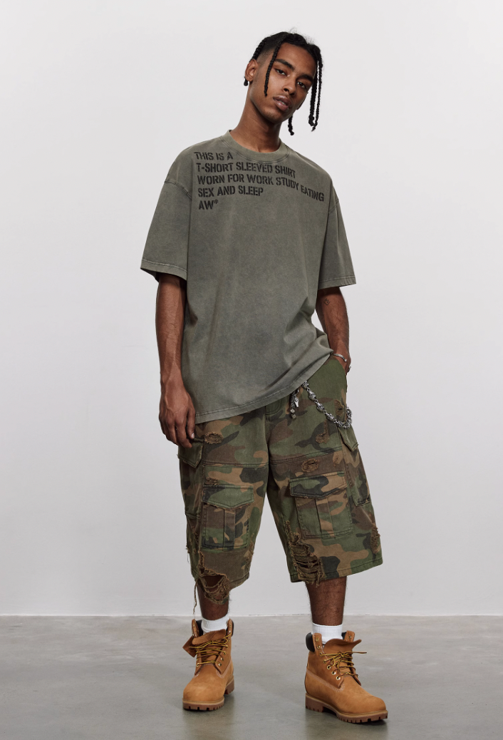 ANTIDOTE Destruction Camouflage Washed Short Cargo Work Pants