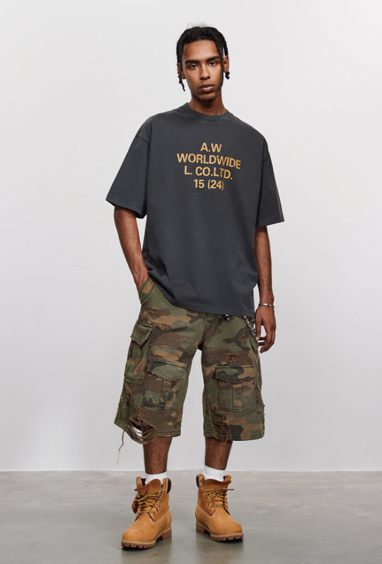 ANTIDOTE Destruction Camouflage Washed Short Cargo Work Pants