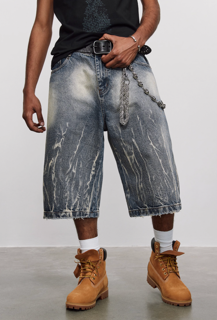 ANTIDOTE Lightning Pattern Denim Shorts