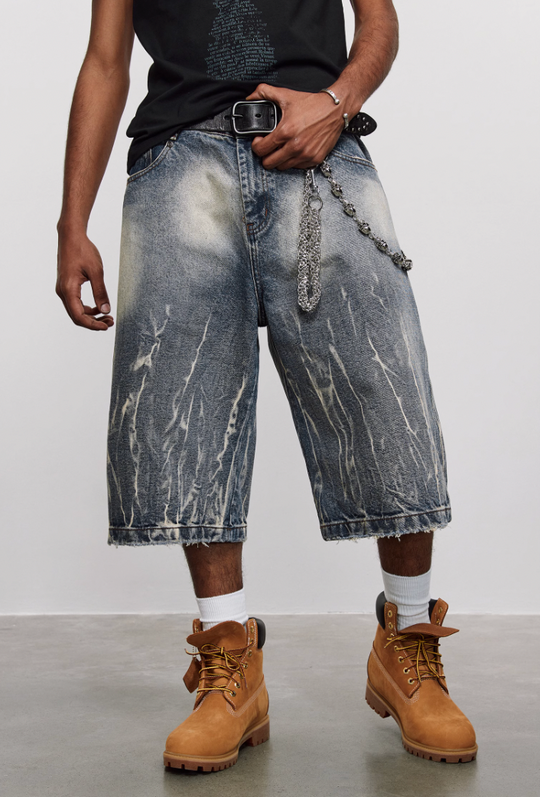 ANTIDOTE Lightning Pattern Denim Shorts