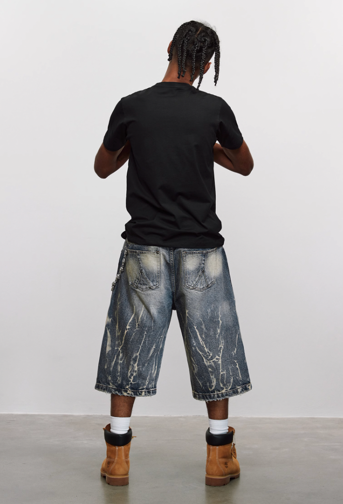 ANTIDOTE Lightning Pattern Denim Shorts