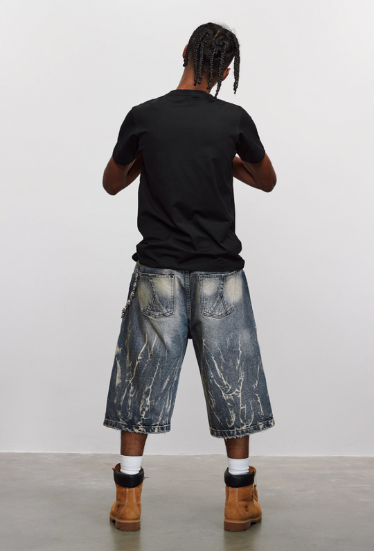 ANTIDOTE Lightning Pattern Denim Shorts