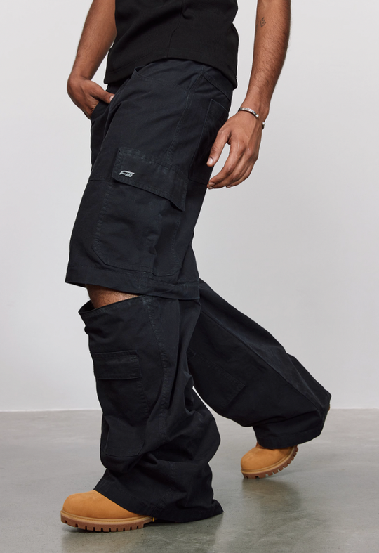 ANTIDOTE Removable Canvas Plaid Pocket Work Cargo Jeans