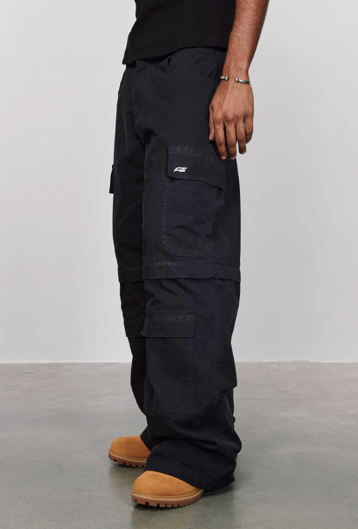 ANTIDOTE Removable Canvas Plaid Pocket Work Cargo Jeans