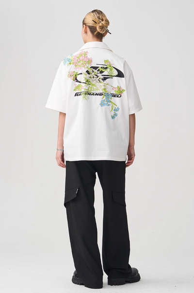 Harsh and Cruel Floral Embroidery Knots Cuban Shirt