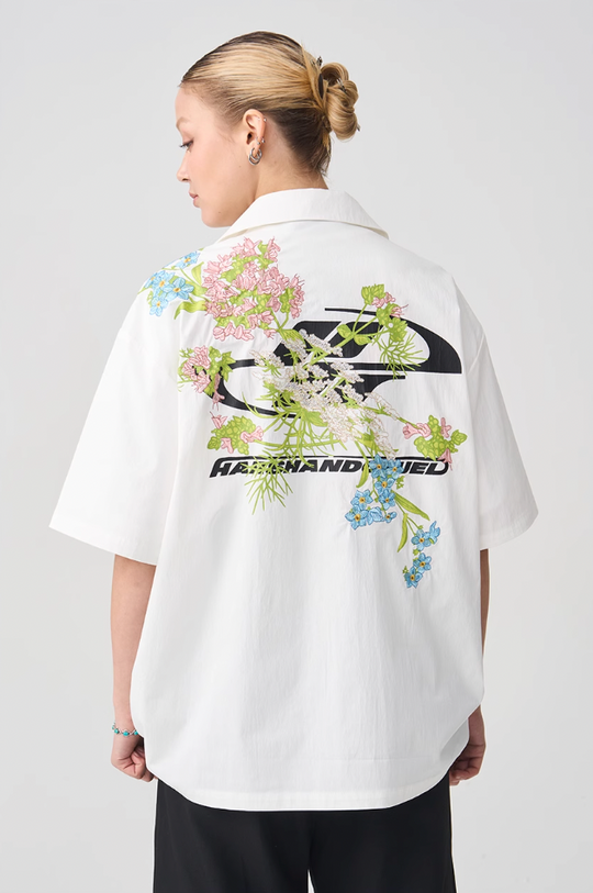 Harsh and Cruel Floral Embroidery Knots Cuban Shirt