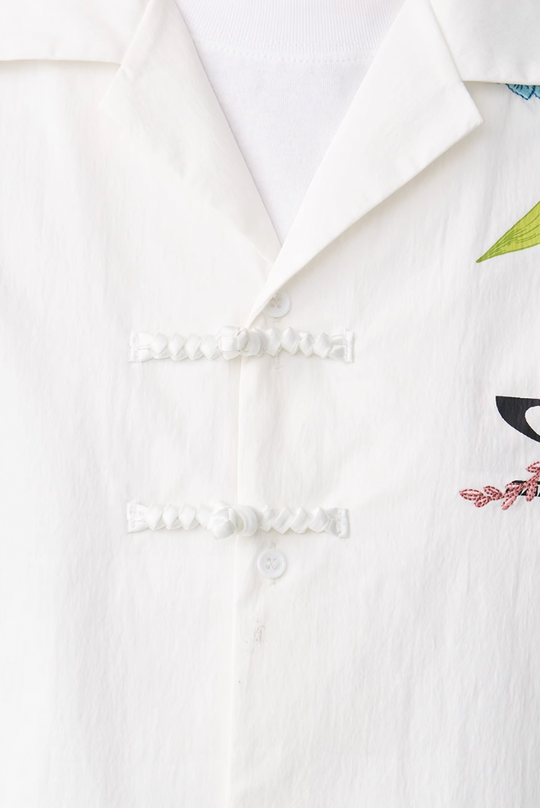 Harsh and Cruel Floral Embroidery Knots Cuban Shirt