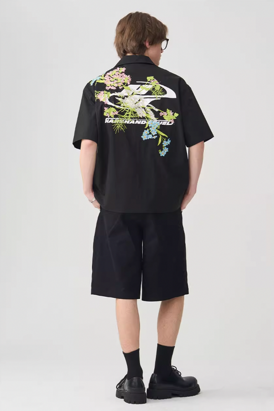 Harsh and Cruel Floral Embroidery Knots Cuban Shirt