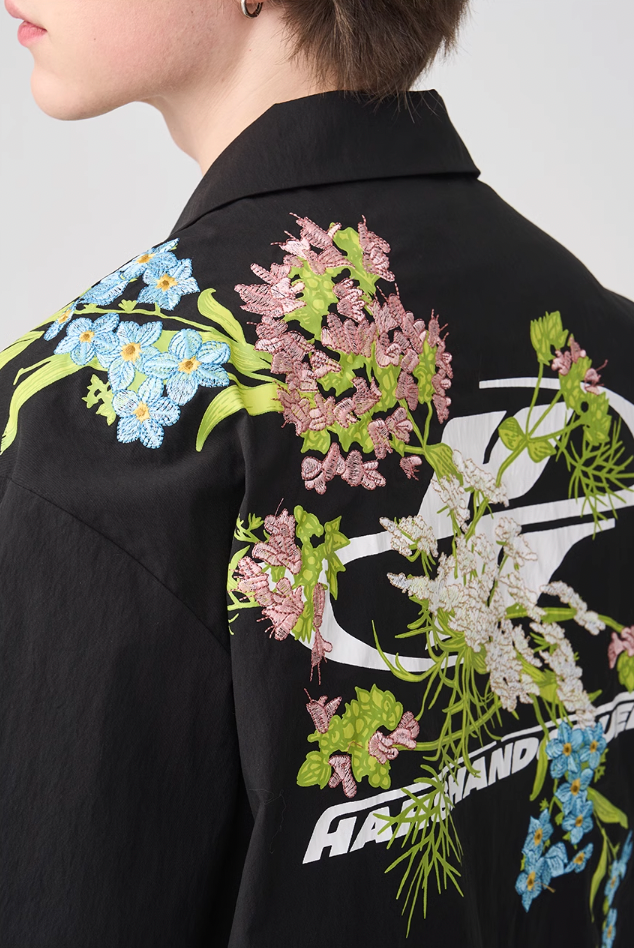 Harsh and Cruel Floral Embroidery Knots Cuban Shirt