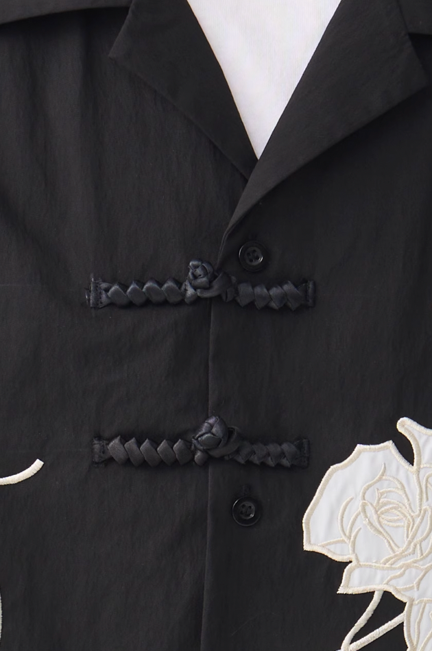 Harsh and Cruel Rose Patches Embroidered Cuban Shirt