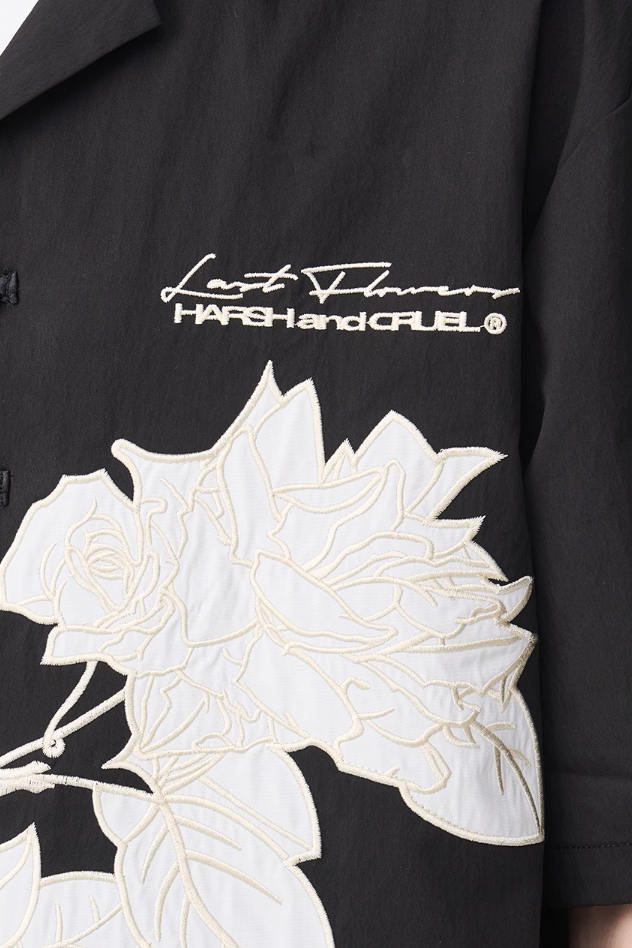 Harsh and Cruel Rose Patches Embroidered Cuban Shirt