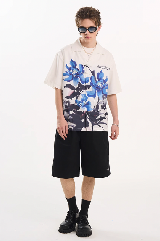 Harsh and Cruel Ink Floral Print Knots Shirt