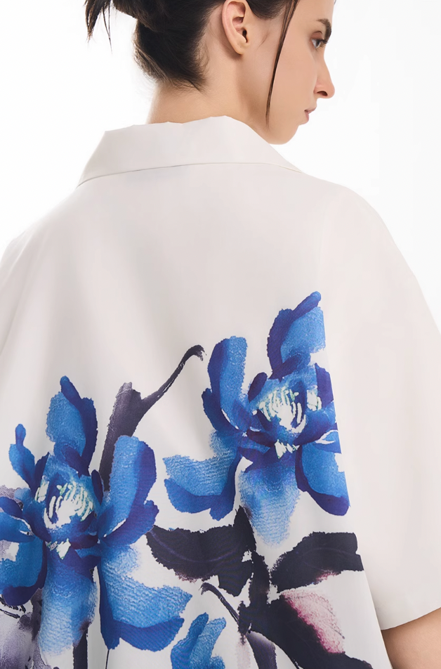 Harsh and Cruel Ink Floral Print Knots Shirt