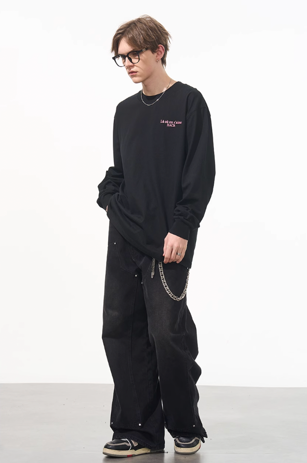 Harsh and Cruel Phantom Pink Color Clash Long Sleeve Tee