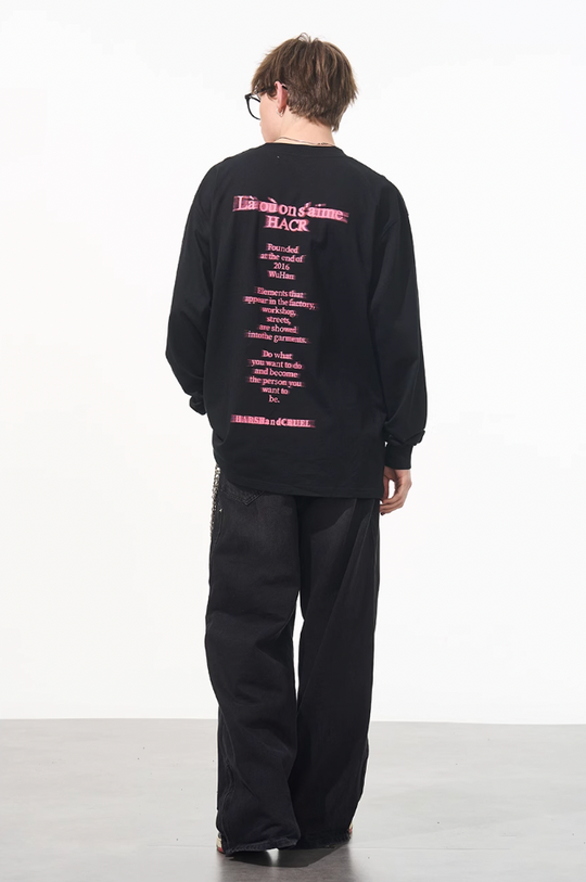 Harsh and Cruel Phantom Pink Color Clash Long Sleeve Tee