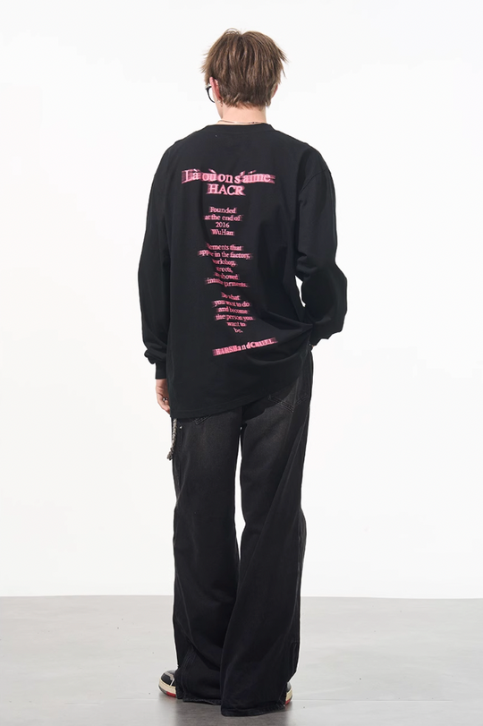 Harsh and Cruel Phantom Pink Color Clash Long Sleeve Tee