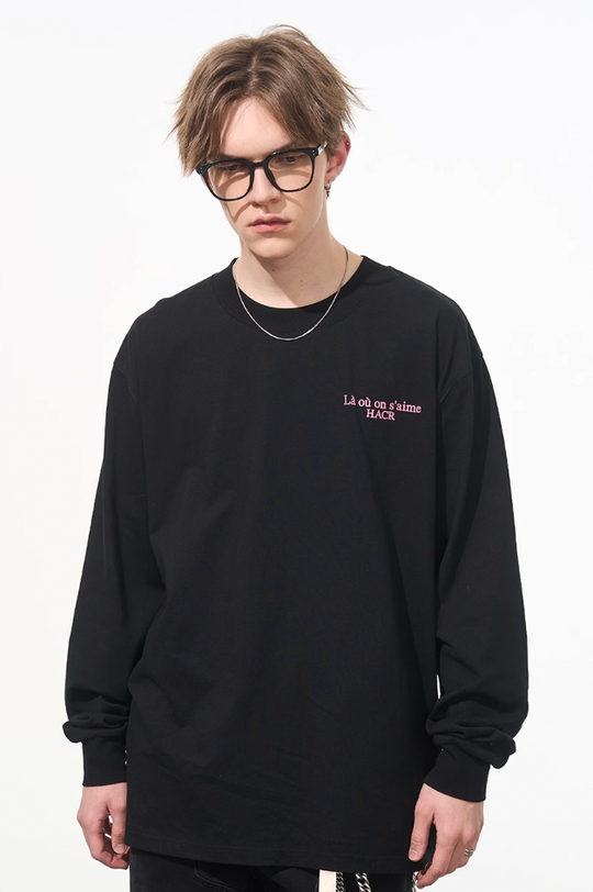 Harsh and Cruel Phantom Pink Color Clash Long Sleeve Tee