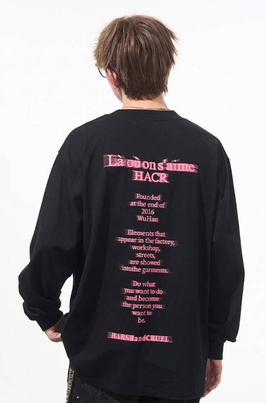 Harsh and Cruel Phantom Pink Color Clash Long Sleeve Tee
