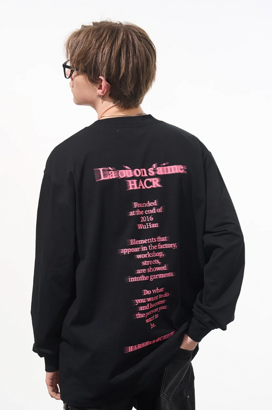 Harsh and Cruel Phantom Pink Color Clash Long Sleeve Tee