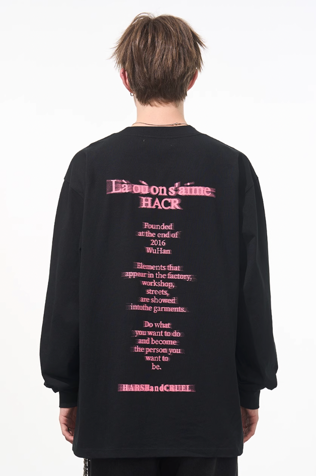 Harsh and Cruel Phantom Pink Color Clash Long Sleeve Tee