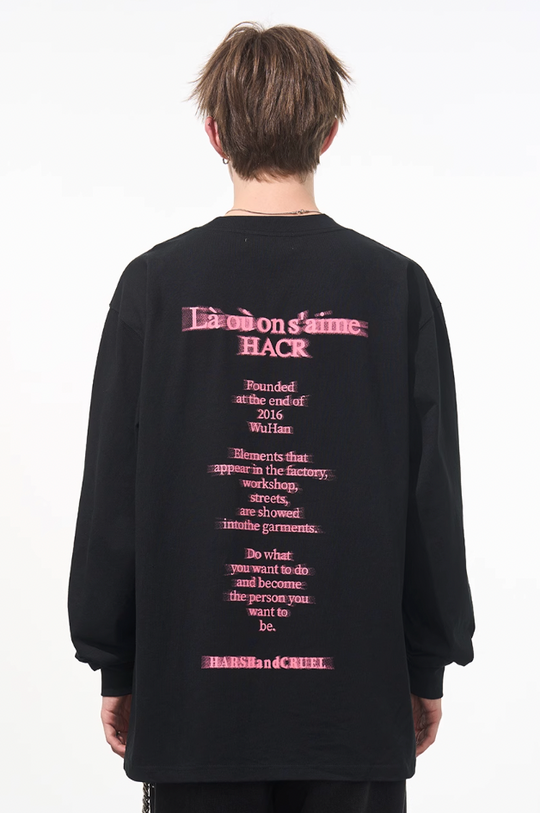Harsh and Cruel Phantom Pink Color Clash Long Sleeve Tee