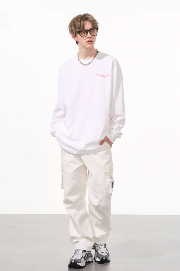 Harsh and Cruel Phantom Pink Color Clash Long Sleeve Tee