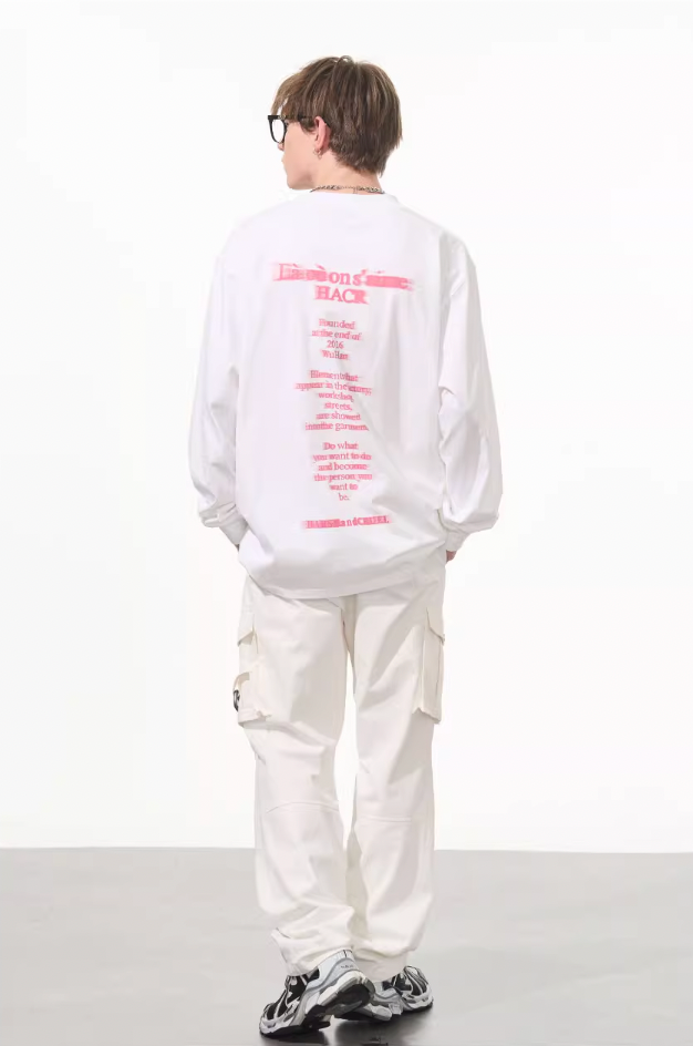 Harsh and Cruel Phantom Pink Color Clash Long Sleeve Tee