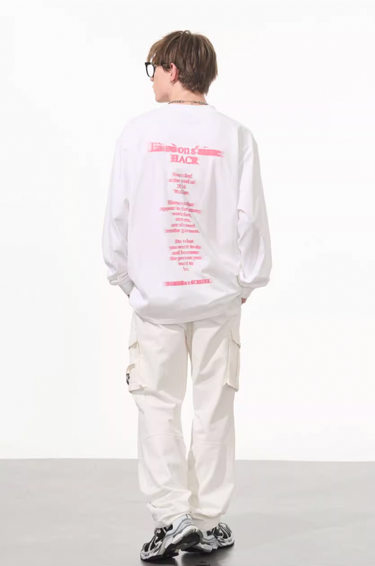 Harsh and Cruel Phantom Pink Color Clash Long Sleeve Tee