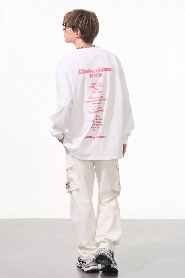 Harsh and Cruel Phantom Pink Color Clash Long Sleeve Tee