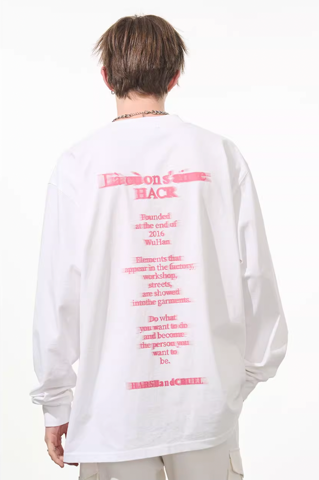 Harsh and Cruel Phantom Pink Color Clash Long Sleeve Tee