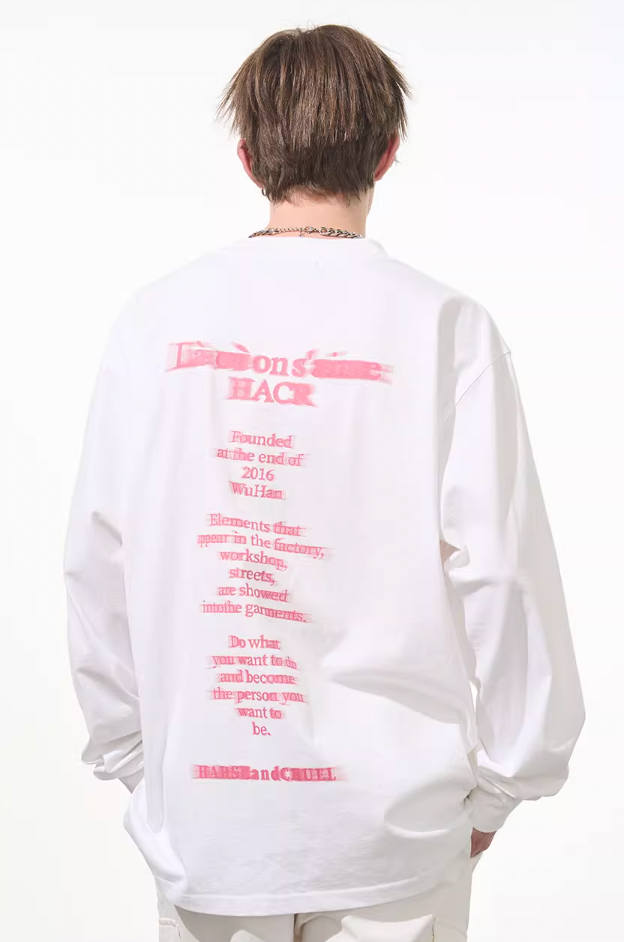 Harsh and Cruel Phantom Pink Color Clash Long Sleeve Tee