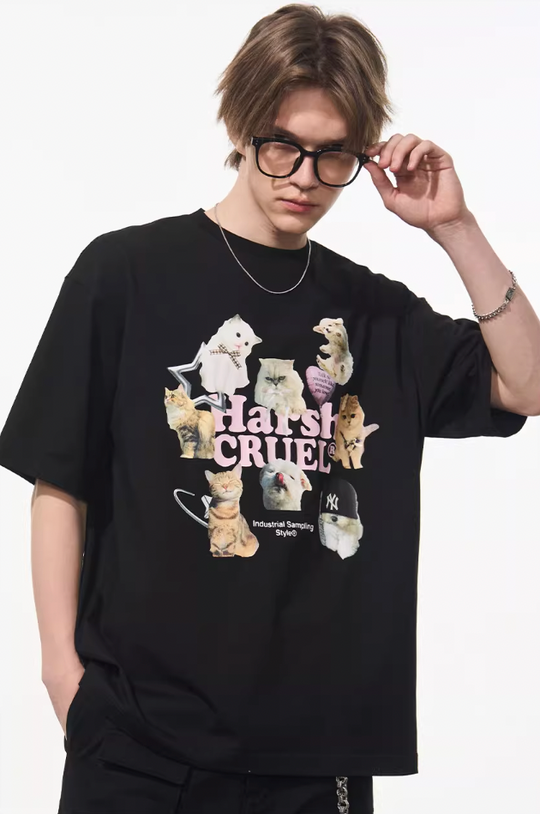 Harsh and Cruel Cats Logo Printed Tee