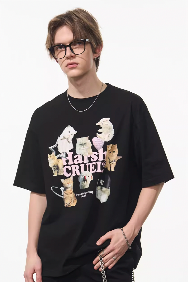 Harsh and Cruel Cats Logo Printed Tee