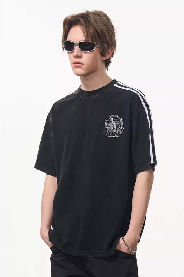 Harsh and Cruel Patchwork Striped Retro Tee