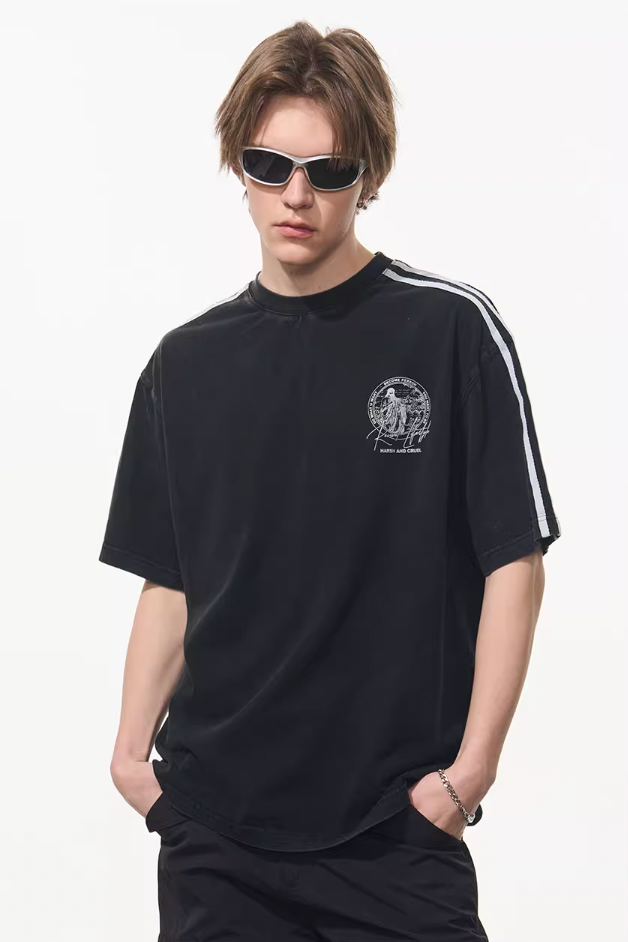 Harsh and Cruel Patchwork Striped Retro Tee