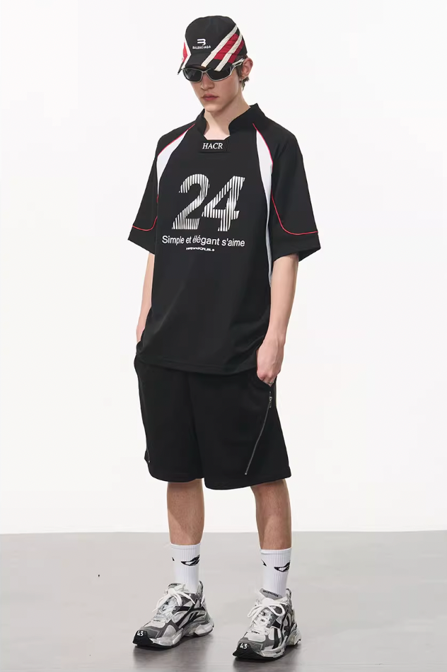 Harsh and Cruel Structure Spliced Racing Tee