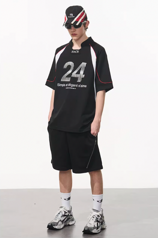 Harsh and Cruel Structure Spliced Racing Tee