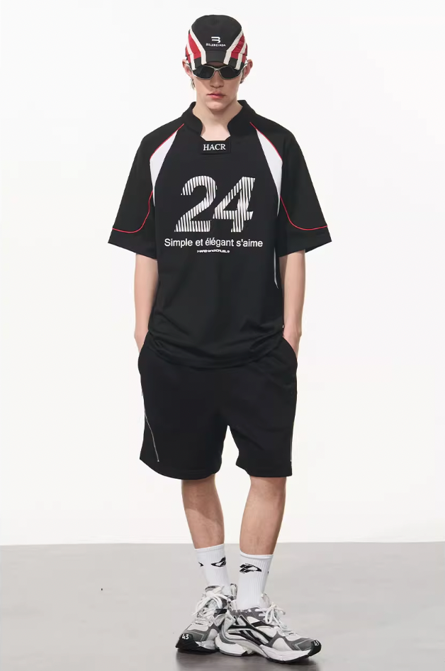 Harsh and Cruel Structure Spliced Racing Tee